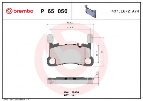 Piese auto - Placute frana BREMBO P65050