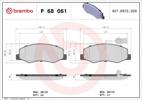 Placute frana - Placute frana BREMBO P68061