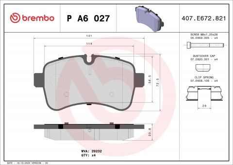 Placute frana - Placute frana BREMBO PA6027
