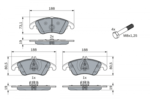 Set placute frana fata BOSCH 0986494263 [1]