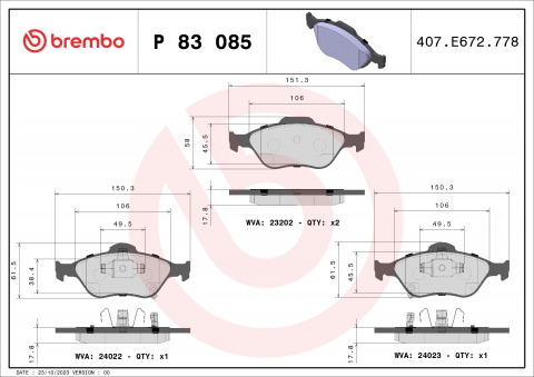 FRANARE - Set placute frana fata BREMBO P83085