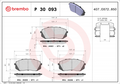 Placute frana - Placute frana BREMBO P30093