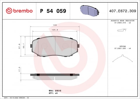 Placute frana - Placute frana BREMBO P54059