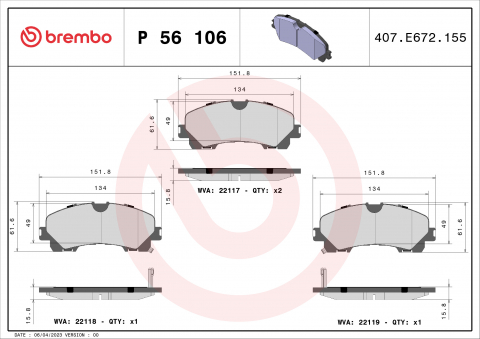 Placute frana - Placute frana BREMBO P56106