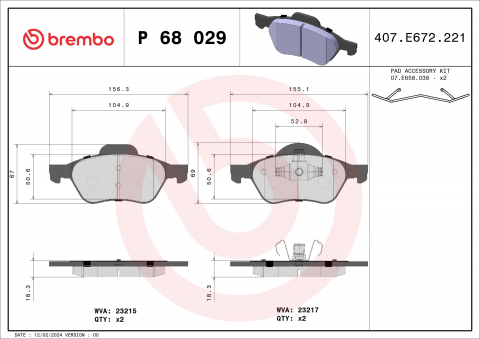 Piese auto - Placute frana BREMBO P68029