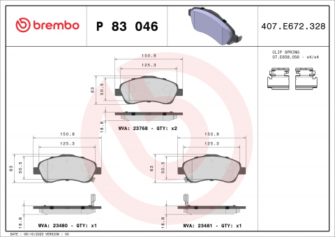 Piese auto - Placute frana BREMBO P83046
