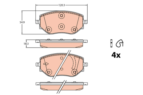 Placute frana - Set placute frana fata log. iii / sand. iii TRW GDB2324