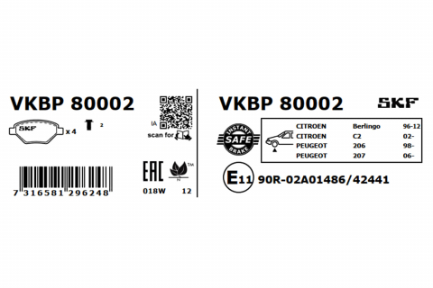 Set placute frana fata SKF VKBP80002 [2]