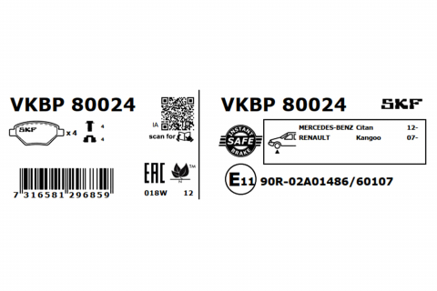 Set placute frana fata SKF VKBP80024 [1]