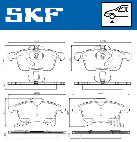 Placute frana - Set placute frana fata SKF VKBP80043A