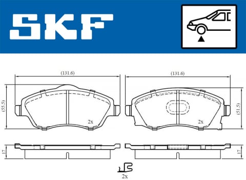 Placute frana - Set placute frana fata SKF VKBP80062A
