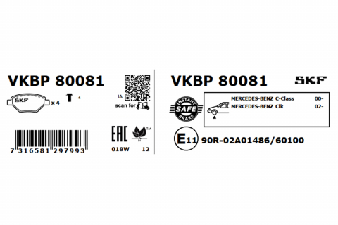 Set placute frana fata SKF VKBP80081 [6]
