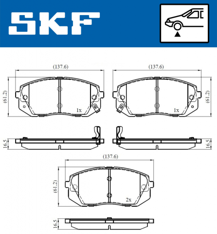 Placute frana - Set placute frana fata SKF VKBP80106A