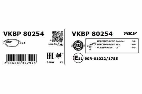 Set placute frana fata SKF VKBP80254 [1]