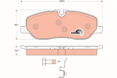 Placute frana - Set placute frana fata TRW GDB1631