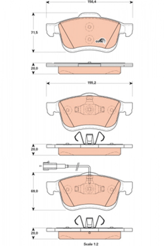 Placute frana - Set placute frana fata TRW GDB1864