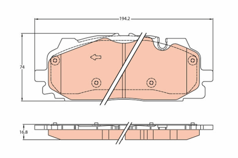 Placute frana - Set placute frana fata TRW GDB2158