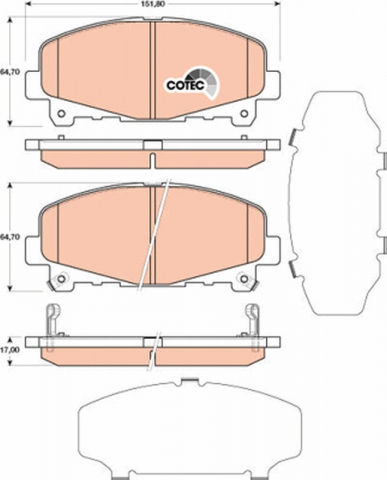 Placute frana - Set placute frana fata TRW GDB3477