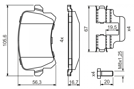 Set placute frana spate BOSCH 0986494731 [1]