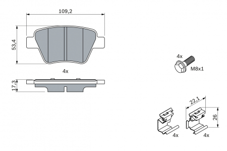 Set placute frana spate BOSCH 0986494643 [5]