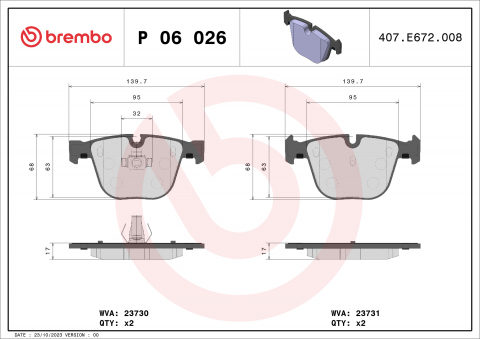 Placute frana - Placute frana BREMBO P06026