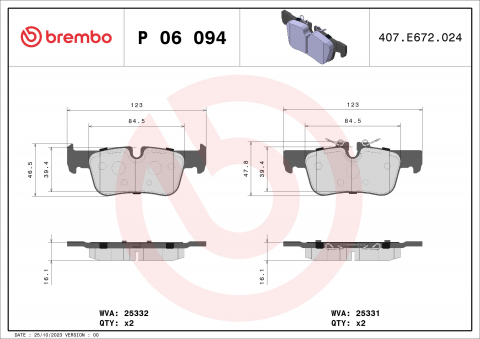 Placute frana - Placute frana BREMBO P06094