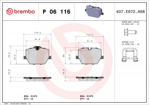 Placute frana BREMBO P06116 [1]