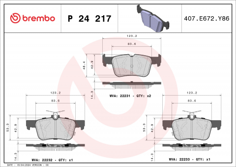 Piese auto - Placute frana BREMBO P24217