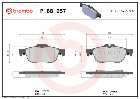 Piese auto - Placute frana BREMBO P68057