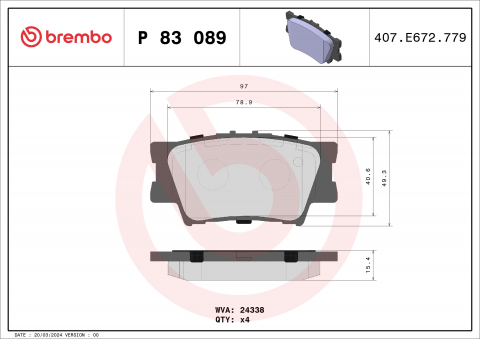 Piese auto - Placute frana BREMBO P83089