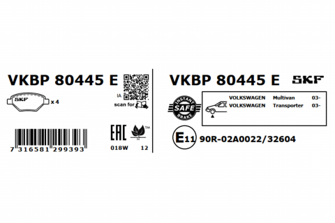 Placute frana - Set placute frana spate SKF VKBP80445E