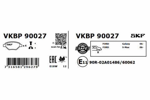 Set placute frana spate SKF VKBP90027 [1]