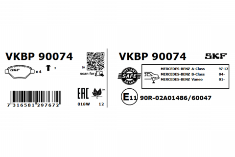 Set placute frana spate SKF VKBP90074 [6]