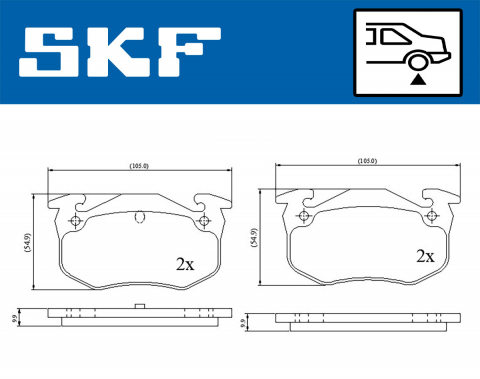 Placute frana - Set placute frana spate SKF VKBP90120