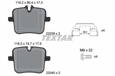 Placute frana - Set placute frana TEXTAR 2203901