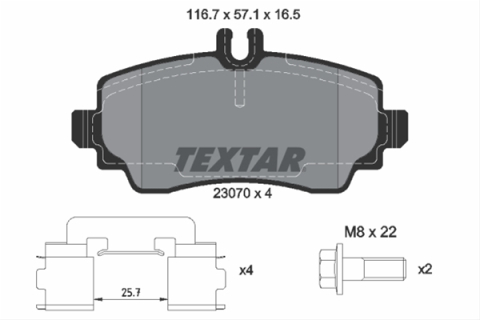 Placute frana - Set placute frana TEXTAR 2307004