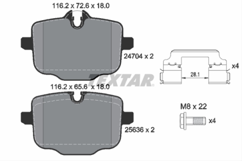 Placute frana - Set placute frana TEXTAR 2470401