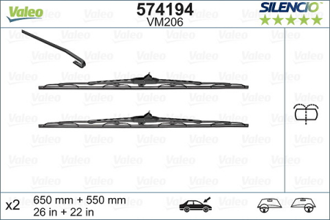 STERGATOARE AUTO - SET STERGATOARE VALEO SILENCIO CONVENTIONAL 650/550 MM VM206