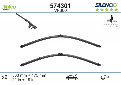 SET STERGATOARE VALEO SILENCIO X.TRM 530/475 MM VF300 [2]