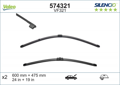 STERGATOARE AUTO - SET STERGATOARE VALEO SILENCIO X.TRM 600/475 MM VF321