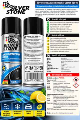 Chimice auto - Solutie Igienizare Aer Condiționat Auto Silverstone AirCon Refresher Lemon - 150 ml