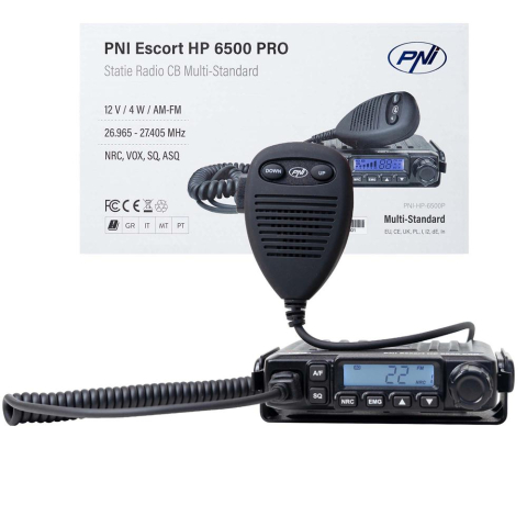 STATIE RADIO CB PNI ESCORT HP 6500 PRO, MULTI-STANDARD, VOX, NRC, 4W, AM-FM, 12V, SQ, ASQ, MUFA DE BRICHETA INCLUSA [1]