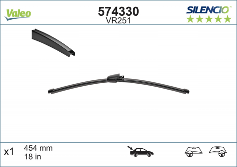 Conex - STERGATOR LUNETA VALEO SILENCIO FLAT 455 MM VR251