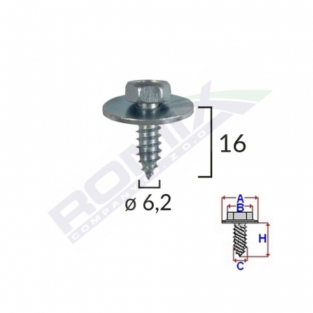 CONSUMABILE SERVICE - Surub Cu Cap Hexagonal Mb 6.2 Mm Set 10 Buc