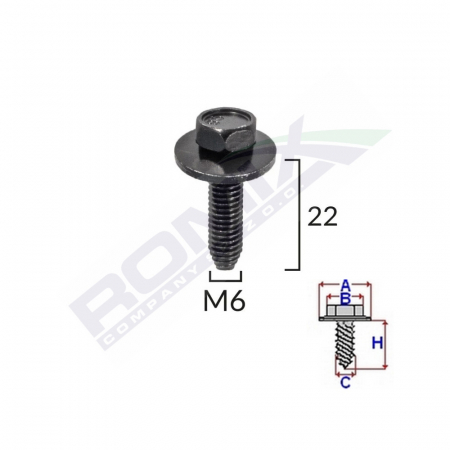 CONSUMABILE SERVICE - Surub Fixare Elemente Exterior Pentru Peugeot, Citroen 6X22Mm Set 5 Buc
