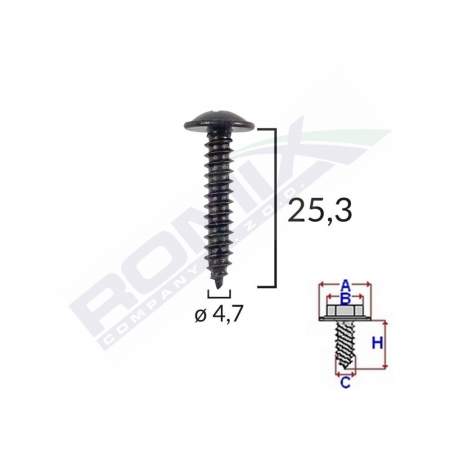 ACCESORII - Surub Fixare Pentru Alfa Romeo/Fiat 4.7X25.3Mm - Negru Set 10 Buc