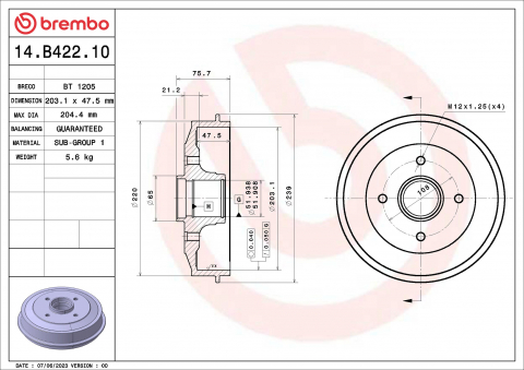 Piese auto - Placute frana BREMBO 14.B422.10