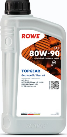 Ulei transmisii TURISME - Ulei cutie de viteze ROWE HighTec TOPGEAR 80W90 - 1 Litru