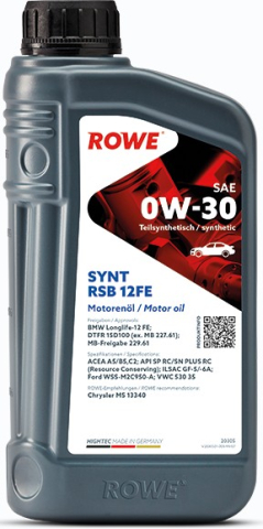 Ulei motor ROWE - Ulei motor ROWE HighTec Synt RSB 12FE 0W30 - 1 Litru