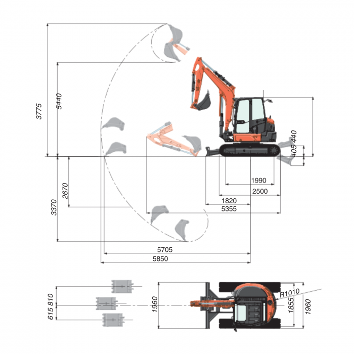 Miniexcavator Kubota U50-5 – 40.4 CP, 4.8T, diesel compact [5]